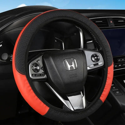 Car 37-38.5cm Steering Wheel Cover Breathable Anti Slip PU Leather Steering Covers Suitable Auto Decoration Carbon Fiber