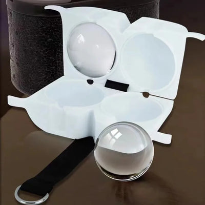 2.4 Inch Round Ice Box Mold Whiskey Ice Ball Maker Large Mould Clear Silicone Ice Cubel Maker with Tools Sphere Cube Tray Mould