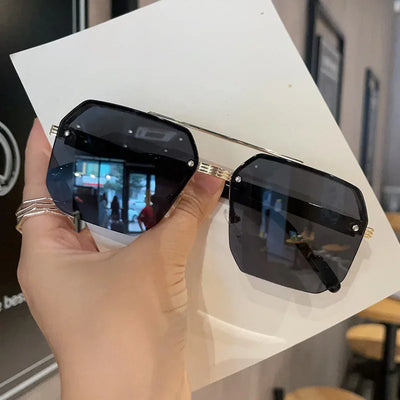 New Gradient Sunglasses for Men Fashion Metal Big Frame Sun Glasses Brand Design Luxury Lunette De Soleil Homme UV400 Eyewear