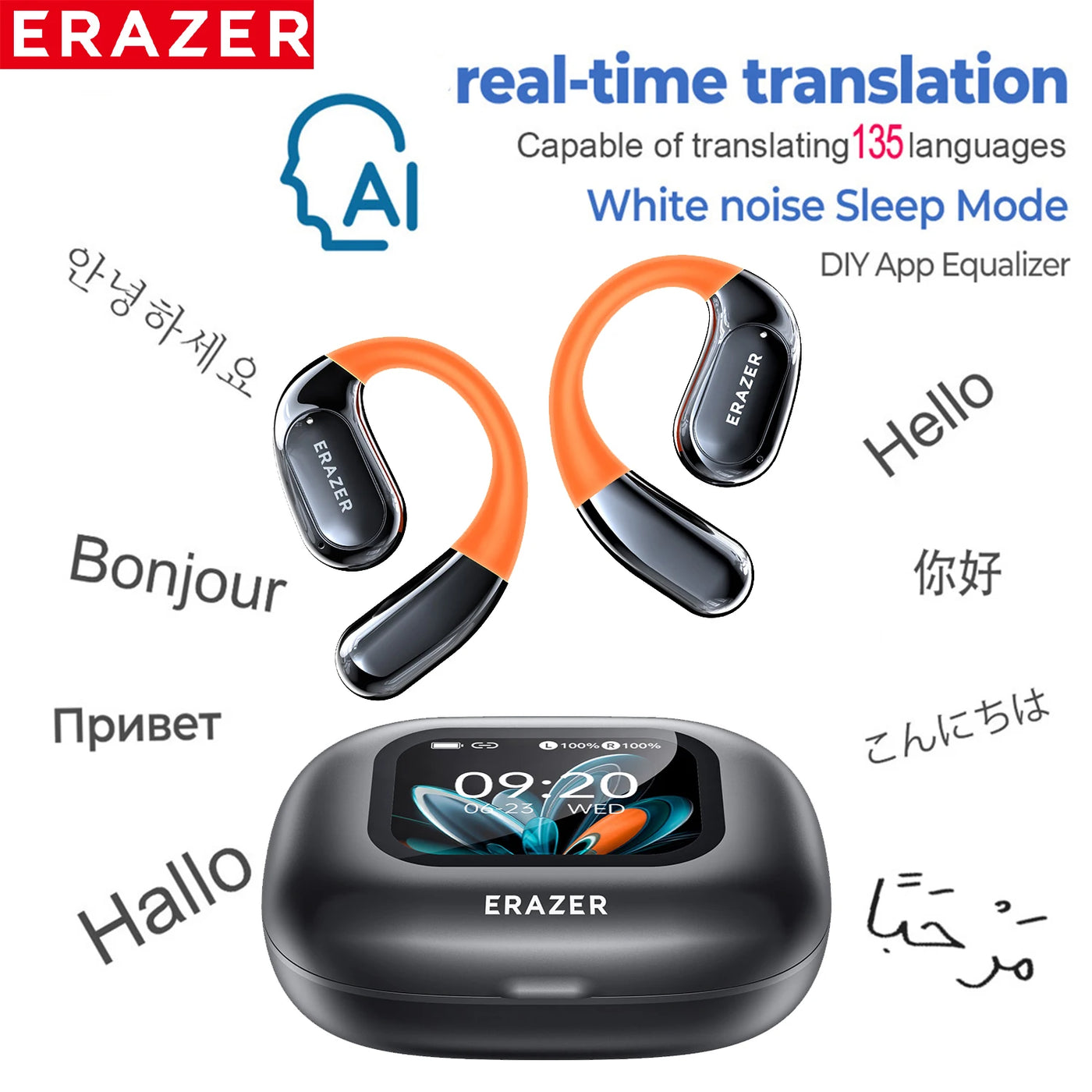 ERAZER XP15 Wireless Headphones Bluetooth 5.4 AI Translator Earbuds 