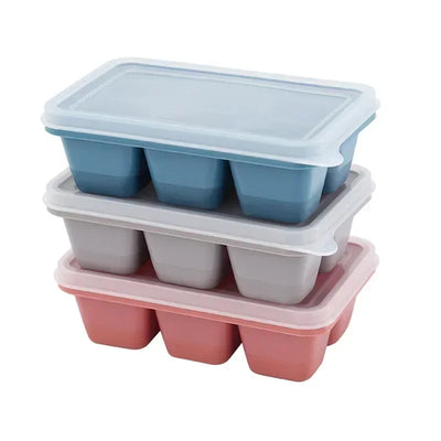 Silicone Ice Maker with Lid 6 Grid Ice Cube Mold Soft Bottom Square Shape Ice Cube Maker DIY Ice Cube Mould Kitchen Bar Tool