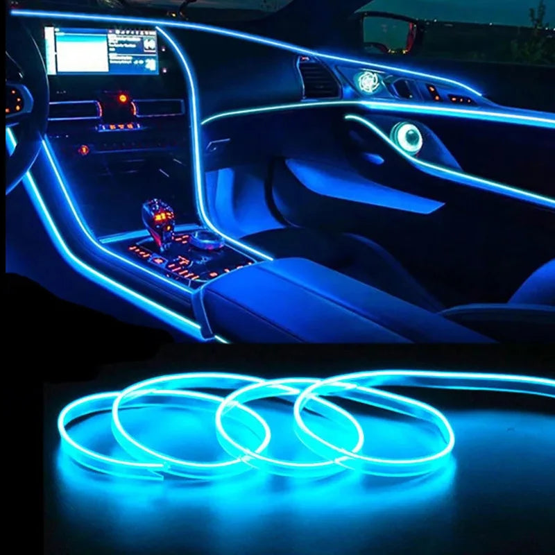 1-5M Car Interior Lights LED Strip Atmosphere Lamp DIY Styling Decorative Light USB EL Wiring Auto Interior Decor Accessories