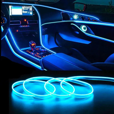 1-5M Car Interior Lights LED Strip Atmosphere Lamp DIY Styling Decorative Light USB EL Wiring Auto Interior Decor Accessories
