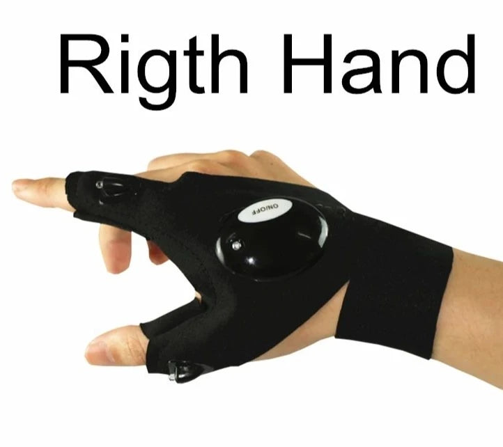 LED Half Finger Glove for Men Women Outdoor Waterproof Night Fishing Bait Cycling Running Flashlight Durable Fingerless Gloves