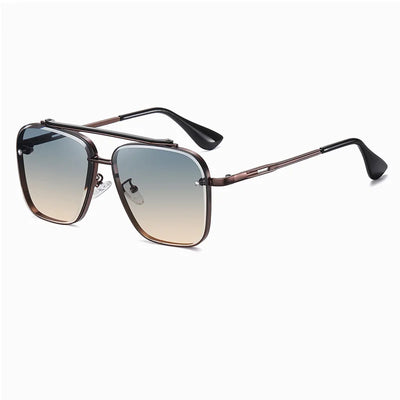New Gradient Sunglasses for Men Fashion Metal Big Frame Sun Glasses Brand Design Luxury Lunette De Soleil Homme