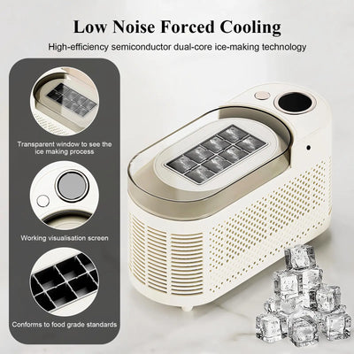 Portable Countertop Ice Maker Machine - 8 Cubes in 10 Mins, Compact Mini Ice Maker for Home/Camping/Car with DC 12V Adapter