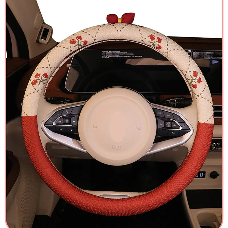 Car Steering Wheel Cover Auto ins Car styling Ice Silk Breathable Non-Slip Grip Steering Covers Suitable Accessories