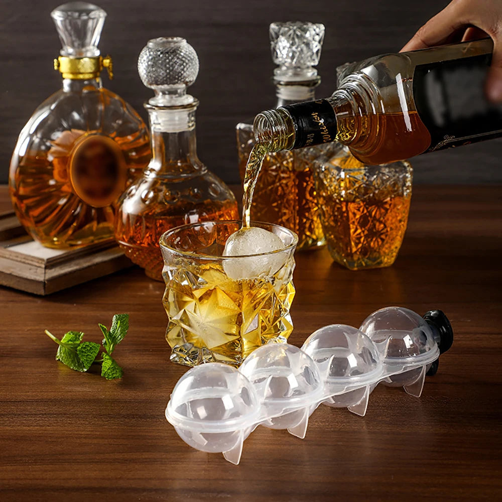 Ice Cube Maker 4 Hole Round Ice Hockey Mold Transparent Whisky Cocktail Vodka Ball Ice Mould Bar Party Kitchen Ice Box Tools