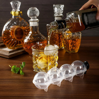 Ice Cube Maker 4 Hole Round Ice Hockey Mold Transparent Whisky Cocktail Vodka Ball Ice Mould Bar Party Kitchen Ice Box Tools