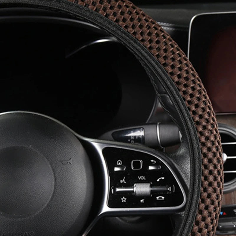 Car Steering Wheel Cover 3D Large Mesh Breathable With No Inner Ring Elastic Handle Cover For 37-38.5 CM Braid On Steering-Wheel