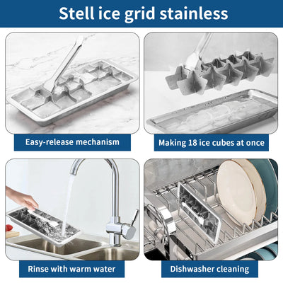Ice Cube Removable Stainless Steel Ice Tray Maker Ice Cube Mold for Cocktail Coffee Fruit Drink Juice Beer Cocktail Party