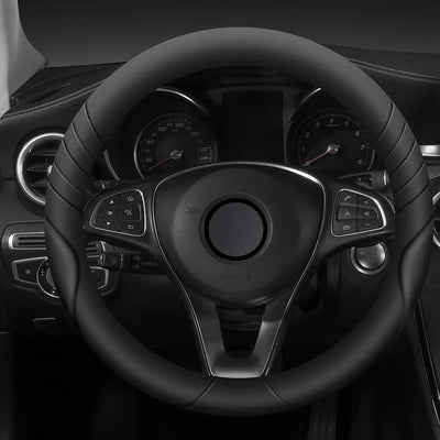 Car Steering Wheel Cover Universal  Durable Leather Cover with Anti-Slip Lining, for Steering Wheel with a Diameter of 14.5"-15"