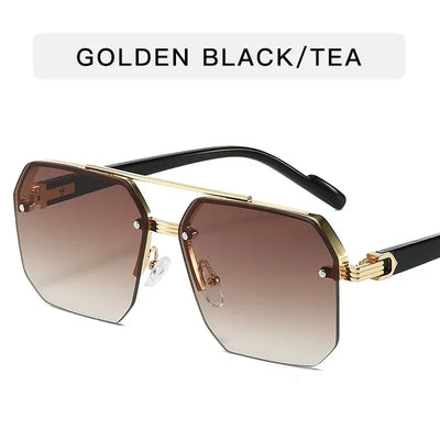 New Gradient Sunglasses for Men Fashion Metal Big Frame Sun Glasses Brand Design Luxury Lunette De Soleil Homme UV400 Eyewear
