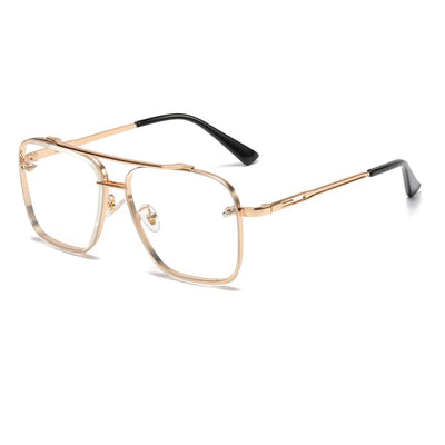 New Gradient Sunglasses for Men Fashion Metal Big Frame Sun Glasses Brand Design Luxury Lunette De Soleil Homme