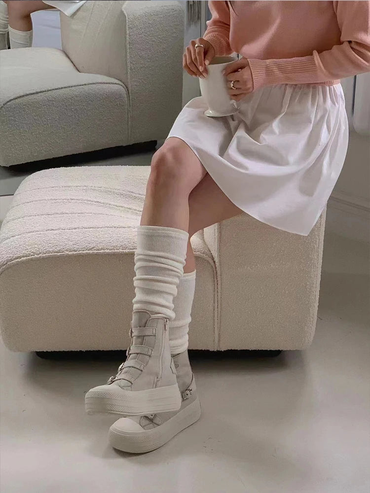 2025 Summer high Top sneakers for girls Design buckle strap platform Canvas skateboard Female sneakers tenis feminino adulto