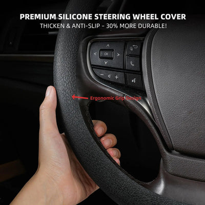 Anti-Slip Silicone Steering Wheel Cover - Universal Fit, Soft & Odorless Fits 14''/15'' Wheels, Durable & All-Season