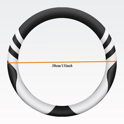 Car Steering Wheel Cover Universal  Durable Leather Cover with Anti-Slip Lining, for Steering Wheel with a Diameter of 14.5"-15"