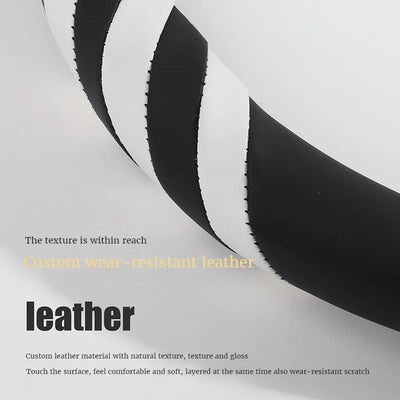 Car Steering Wheel Cover Universal  Durable Leather Cover with Anti-Slip Lining, for Steering Wheel with a Diameter of 14.5"-15"