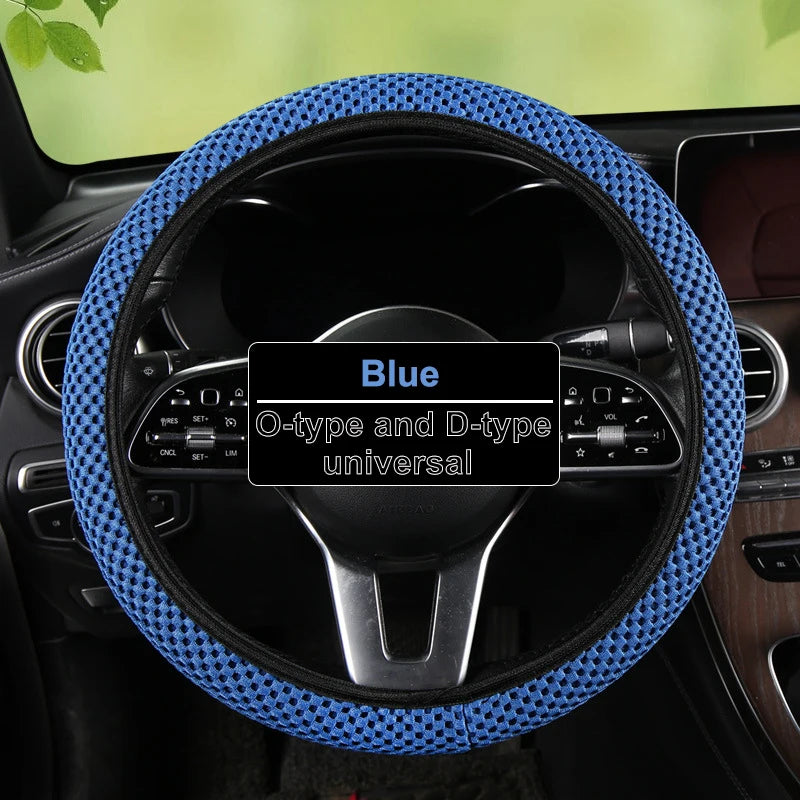 Car Steering Wheel Cover 3D Large Mesh Breathable With No Inner Ring Elastic Handle Cover For 37-38.5 CM Braid On Steering-Wheel