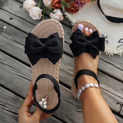 New Summer Flat Sandals Fashion Beach Slippers Outdoor Bow Tie Flat Shoes Home Women Anti-slip Trend Sandals Lightweight Sandals