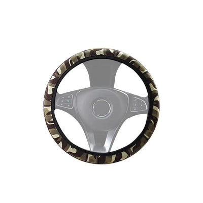 Camouflage Steering Wheel Covers Universal Anti-slip Stretchy D Round Shape 38CM Protective Cover Car Interior Accessories