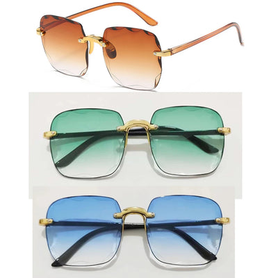 2023 New Rimless Women's Sunglasses Fashion Gradient Lenses Sun glasses Lady Vintage Alloy Legs Classic Designer Shades UV400