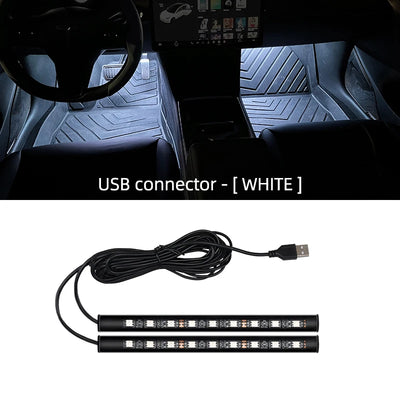 LED Car Interior Ambient Foot Light with USB Backlight Lighting 5V Auto Decorative Atmosphere Neon Lamp Vehicle Accessories