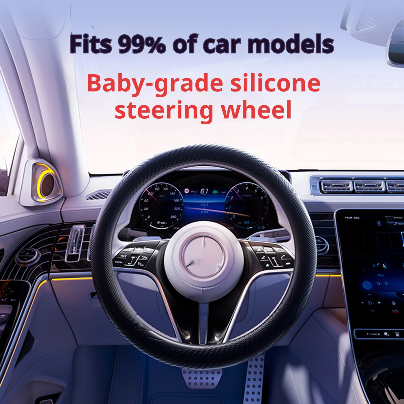 Steering Wheel Cover,Silicone Steering Wheel Cover,Suitable for All Kinds of Light Cars,Breathable and Non-Slip,Multi-Color,Sili