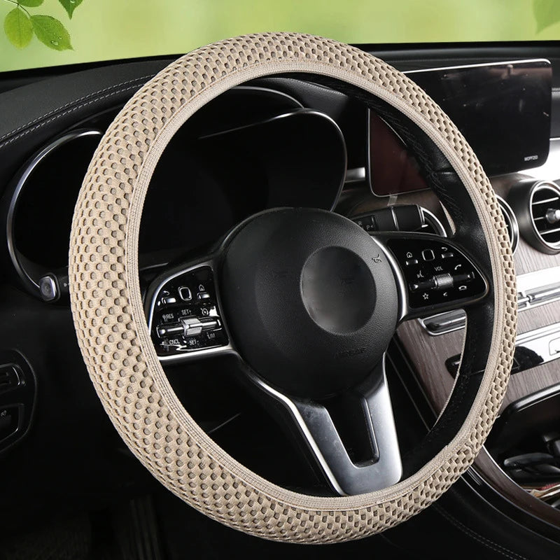 Car Steering Wheel Cover 3D Large Mesh Breathable With No Inner Ring Elastic Handle Cover For 37-38.5 CM Braid On Steering-Wheel