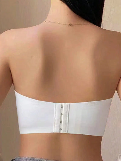 Lace large chest small anti slip gathering strapless bra women's collectio accessory breast anti sagging anti glare full cup bra