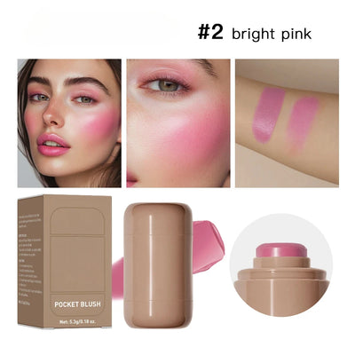 3In1 Cheek Lip Tinted Moistured Blush Stick Waterproof Easy Color Rouge Silky Smooth Blusher Cream Matte Contour Makeup