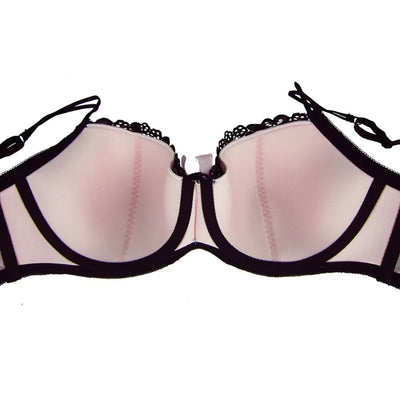 Women'S Underwear Bra Sexy Black Color Lace+Pink Bow Push up Bra plus Size B C D DD DDD E F G 30 - 40 High Quality Bralet7613