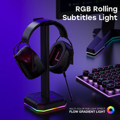 Headphone Holder RGB Backlight Head Mounted Headphone Stand Rack Space Saving Desktop Organizer Vertical Bracket Hanger