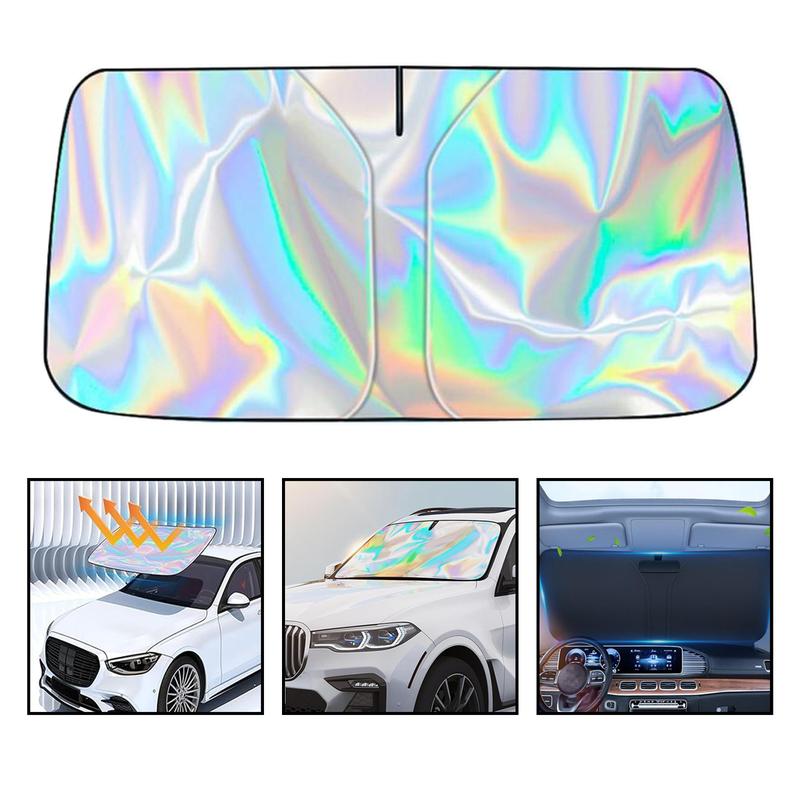 Laser Car Windshield Sun Shade,57X29.5 in Reflector Sunshade Offers Ultimate Protection for Car Interior,Reflective Design UV Protection Heat Isolation for Sedan/Suvs,Mpvs.
