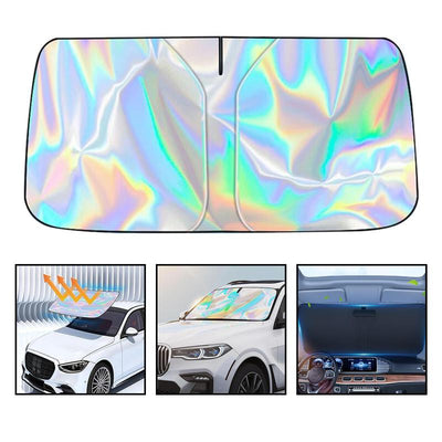 Laser Car Windshield Sun Shade,57X29.5 in Reflector Sunshade Offers Ultimate Protection for Car Interior,Reflective Design UV Protection Heat Isolation for Sedan/Suvs,Mpvs.