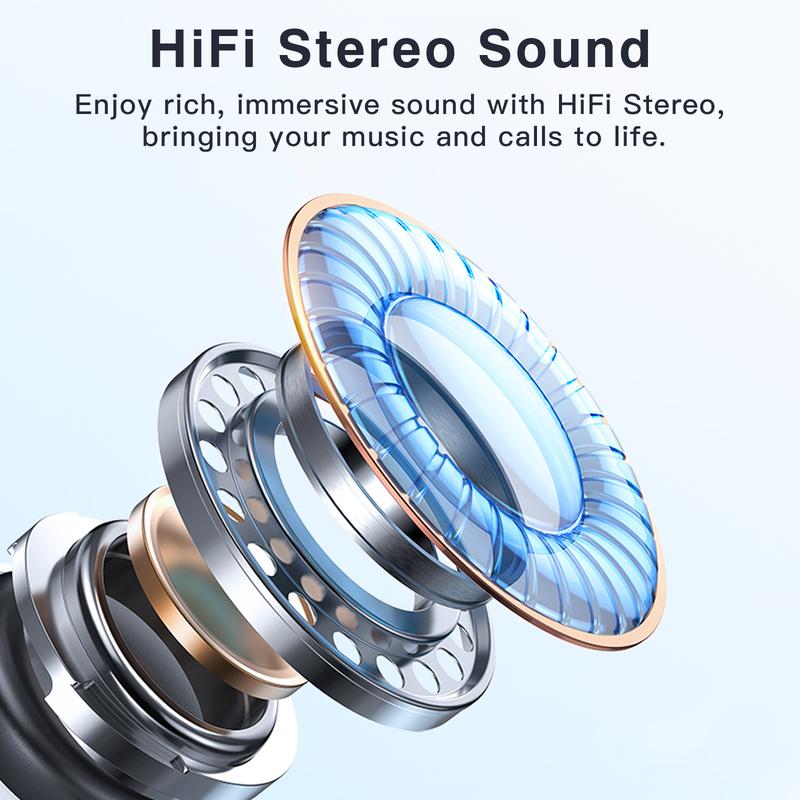 ZIHNIC S12 Open Earbuds Wireless Headphones LED Lights Touchscreenlight-Weight Earbuds Built-In Microphone Power Digital Display Stable Fit Fast Charge 36 Hours Playtime Fast Pair Clear Sound Sweatproof Charging Case Android/Ios