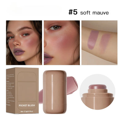 3In1 Cheek Lip Tinted Moistured Blush Stick Waterproof Easy Color Rouge Silky Smooth Blusher Cream Matte Contour Makeup