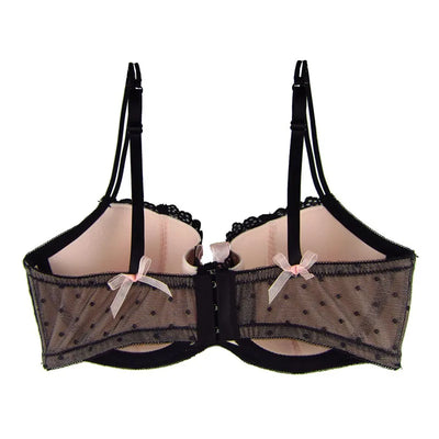 Women'S Underwear Bra Sexy Black Color Lace+Pink Bow Push up Bra plus Size B C D DD DDD E F G 30 - 40 High Quality Bralet7613