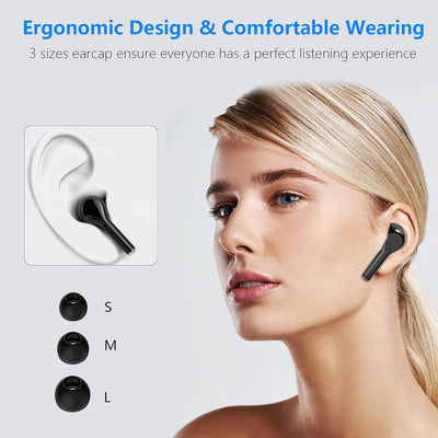 Wireless Earbuds, Bluetooth 5.1 In-Ear Headphones Stereo Sound, Wireless Earbuds with Charging Case IPX6 Waterproof,Bluetooth Earbuds with Mic Touch Control LED Display for Iphone and Android (Black)