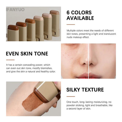 6Color Tinted Foundation Cream Stick Waterproof Lasting Oil-Control Cover Acne Makeup