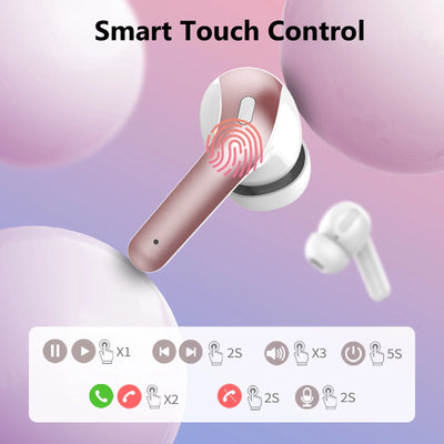 Wireless Earbuds Bluetooth Earbuds with Charging Case 35 Hours Playtime IPX7 Waterproof Headphones with Mic Pink