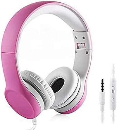 Kids Headphones with Cord, Toddler Headphones with Sharing Function, 85Db/93Db Safe Volume Limit, for Toddler Children Baby Boys Girls On-Line Study, School, Travel Use (Pink)