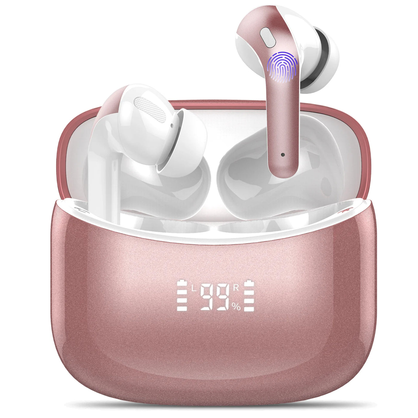 Wireless Earbuds Bluetooth Earbuds with Charging Case 35 Hours Playtime IPX7 Waterproof Headphones with Mic Pink