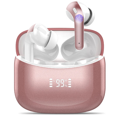 Wireless Earbuds Bluetooth Earbuds with Charging Case 35 Hours Playtime IPX7 Waterproof Headphones with Mic Pink