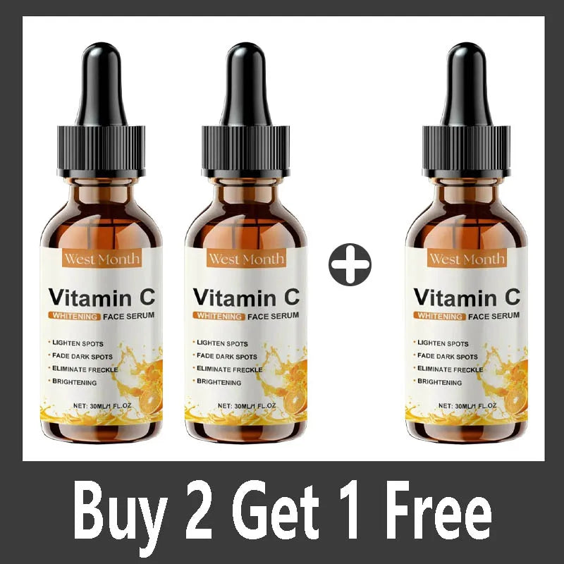 Vitamin C Whitening Serum Remove Freckles Dark Spots Face Essence Fade Melasma Melanin Brighten Repair Dull Skin Care Cosmetics