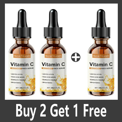 Vitamin C Whitening Serum Remove Freckles Dark Spots Face Essence Fade Melasma Melanin Brighten Repair Dull Skin Care Cosmetics