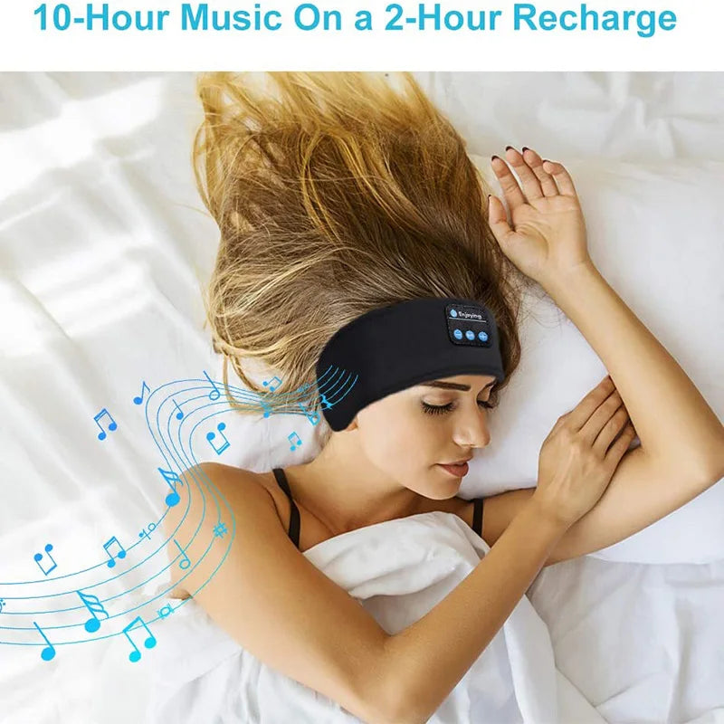 Bluetooth Sleeping Headphones Sports Headband Thin Soft Elastic Comfortable Wireless Music Earphones Eye Mask for Side Sleeper