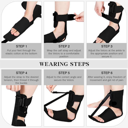 Upgraded Plantar Fasciitis Night Splint, Adjustable Straps Plantar Fasciitis Relief, Supportive Foot Braces with Arch Cushion for Achilles Tendonitis, Foot Drop & Heel Spur Pain Relief Day & Night (Black)