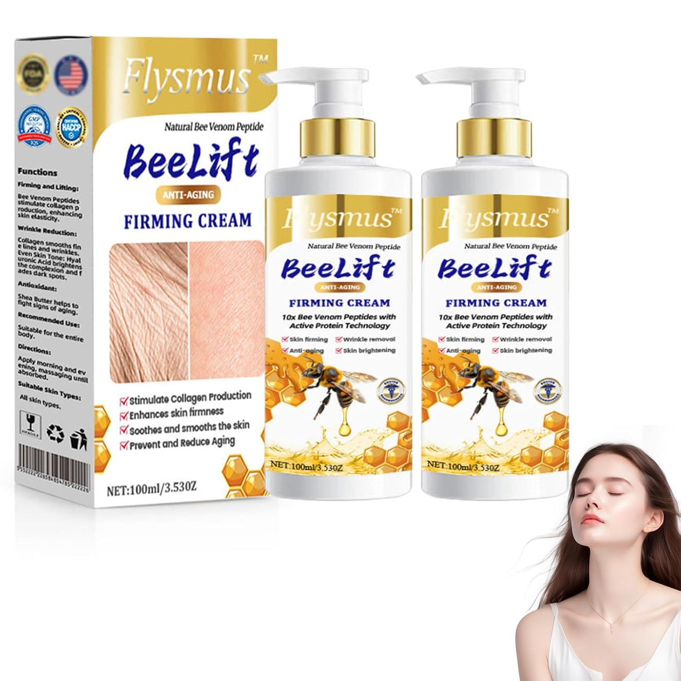 Firming Cream,  Beelift Anti-Aging Firming Cream - 100Ml, Bee Venom Peptide Firming Cream, 24-Hour Moisturizing Body Cream for All Skin Types (1PC)