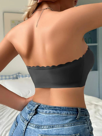 Women'S Solid / Leopard Print Strapless Bra, Wireless Push up Bra, Basic Casual Comfortable Breathable Scallop Trim Hook & Eye Front Bralette, Pastel Lingerie for All Seasons, Light Womenswear, Lady Bra Pack, Underwear